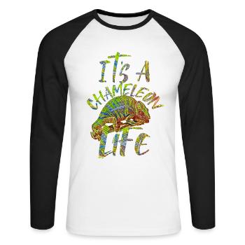 chameleon - Unisex Long Sleeve Baseball T-Shirt - white/black - Front - Nik (191cm)
