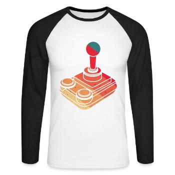 Vintage Joystick - 90s - Unisex Long Sleeve Baseball T-Shirt - white/black - Front - Nik (191cm)