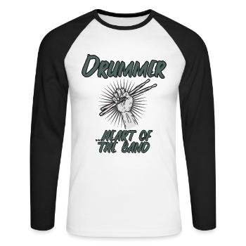 Drummer Drummer Band Cadeau Batterie - T-shirt baseball manches longues Homme - blanc/noir - Devant - Nik (191cm)