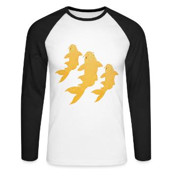 Karashigoi koi koi carpe pond zen de jardin de poissons - T-shirt baseball manches longues Homme - blanc/noir - Devant - Nik (191cm)