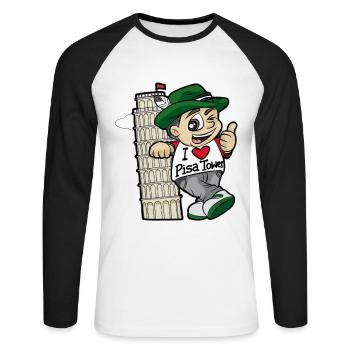 I LOVE PISA TOWER Italie Touriste italien - T-shirt baseball manches longues Homme - blanc/noir - Devant - Nik (191cm)