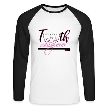Zahnarzt Zähnärztin Zahnarzthelferin Geschenk - Unisex Baseballshirt langarm - Weiß/Schwarz - Vorne - Nik (191cm)