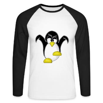 Linux Computer Nerd Geek Cadeau Admin. Informatique - T-shirt baseball manches longues Homme - blanc/noir - Devant - Nik (191cm)
