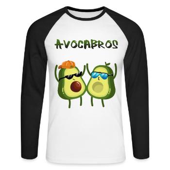 Avocabros - cool avocado brothers in summer look - Unisex Long Sleeve Baseball T-Shirt - white/black - Front - Nik (191cm)