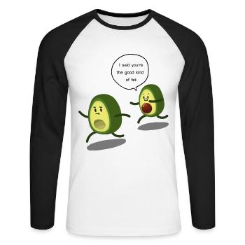 lustiges Avocado Pärchen mit tollen vegan Spruch - Unisex Baseballshirt langarm - Weiß/Schwarz - Vorne - Nik (191cm)