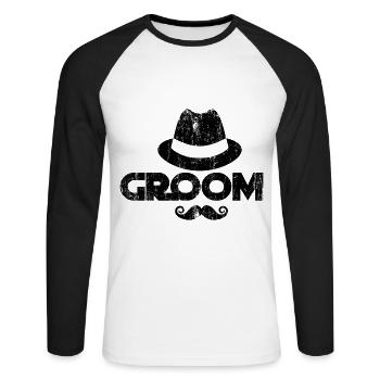 Bachelor Party JGA Gift Team Groom - T-shirt baseball manches longues Homme - blanc/noir - Devant - Nik (191cm)