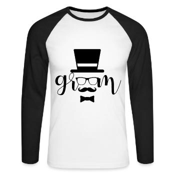 Bachelor Party JGA Gift Team Groom - T-shirt baseball manches longues Homme - blanc/noir - Devant - Nik (191cm)