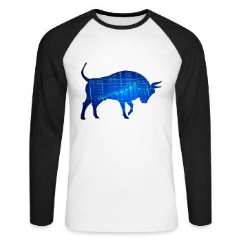Stock Exchanges Bull Shares Price Trading Trader Share - Unisex Long Sleeve Baseball T-Shirt - white/black - Front - Nik (191cm)