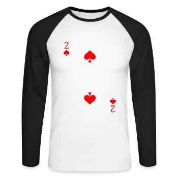 Poker Pokerface Pot Jeu Cadeau Casino Chanceux - T-shirt baseball manches longues Homme - blanc/noir - Devant - Nik (191cm)