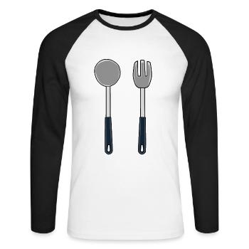 Cook Kitchen Helper - Unisex Long Sleeve Baseball T-Shirt - white/black - Front - Nik (191cm)