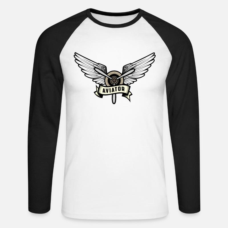 Pilot - Aviator - Unisex Baseballshirt langarm - Weiß/Schwarz