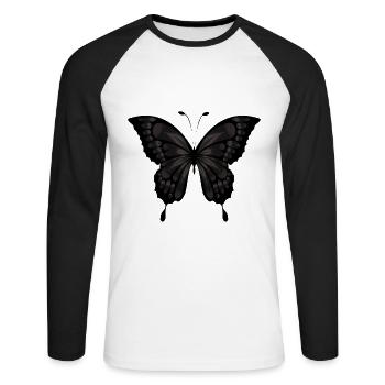 Black butterfly - Unisex Long Sleeve Baseball T-Shirt - white/black - Front - Nik (191cm)
