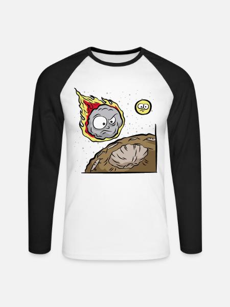 Meteor Meteorite Comet Impact Crater Gift - Unisex Long Sleeve Baseball T-Shirt - white/black