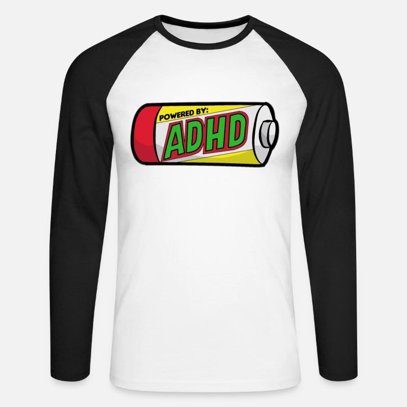 ADHD ADS ADHS Aufmerksamkeit Defizit Hyperaktiv - Unisex Baseballshirt langarm - Weiß/Schwarz