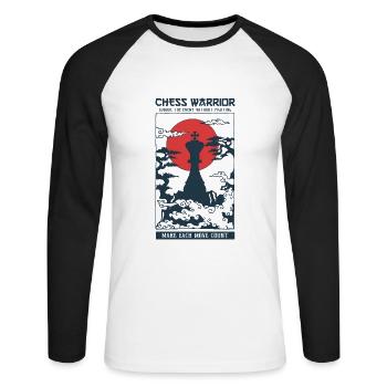 Temple Chess Warrior King - Unisex Long Sleeve Baseball T-Shirt - white/black - Front - Nik (191cm)