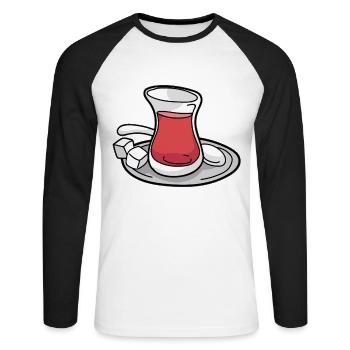 Turkish Tea Cay Turkey Turkish Turk TeaHouse - Unisex Long Sleeve Baseball T-Shirt - white/black - Front - Nik (191cm)