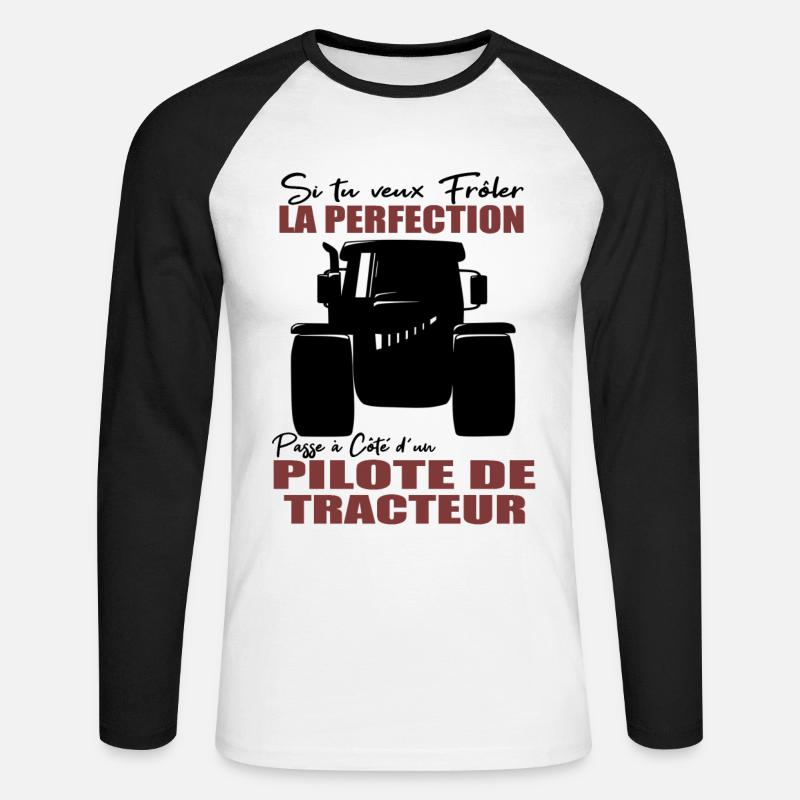 Farmer Shirt • Traktorfahrer • Geschenk - Unisex Baseballshirt langarm - Weiß/Schwarz