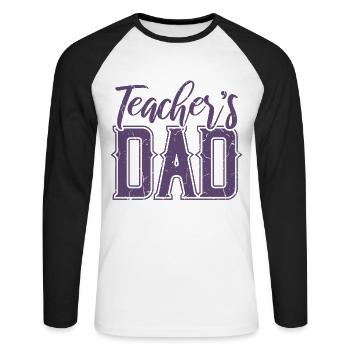 Father From Teacher Son School Father's Day Gift - Unisex Long Sleeve Baseball T-Shirt - white/black - Front - Nik (191cm)
