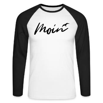 Moin | Begrüßung Norddeutschland Küste Norden - Unisex Baseballshirt langarm - Weiß/Schwarz - Vorne - Nik (191cm)