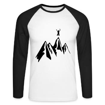 Les montagnes | montagnes - T-shirt baseball manches longues Homme - blanc/noir - Devant - Nik (191cm)
