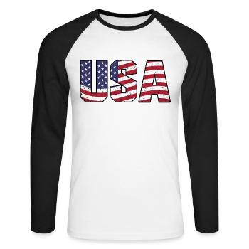 UNITED STATES - Unisex Long Sleeve Baseball T-Shirt - white/black - Front - Nik (191cm)