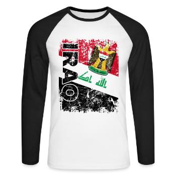 IRAQ FLAG - Drapeau irakien - super rétro - T-shirt baseball manches longues Homme - blanc/noir - Devant - Nik (191cm)