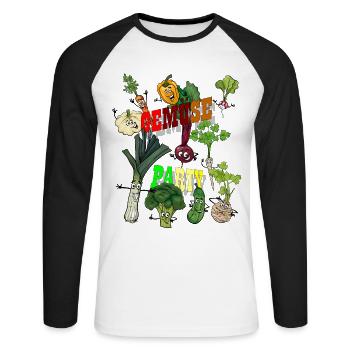 Fête des légumes - T-shirt baseball manches longues Homme - blanc/noir - Devant - Nik (191cm)