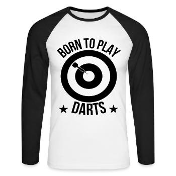 jeu de fléchettes - T-shirt baseball manches longues Homme - blanc/noir - Devant - Nik (191cm)