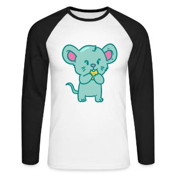 Nagetiere Maus Mäuse - Unisex Baseballshirt langarm - Weiß/Schwarz - Vorne - Nik (191cm)