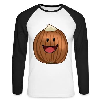 Hazelnut Nut Nuts Food Vegans - Unisex Long Sleeve Baseball T-Shirt - white/black - Front - Nik (191cm)