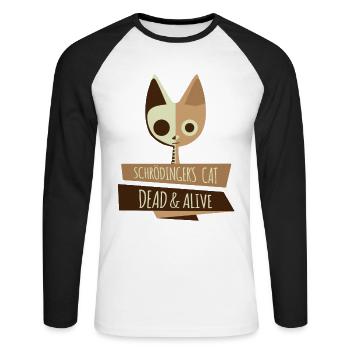 Schroedinger’s Cat I Funny Dead and Alive - T-shirt baseball manches longues Homme - blanc/noir - Devant - Nik (191cm)