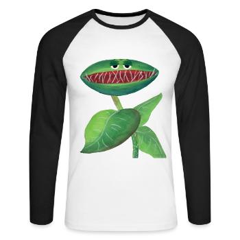 plante manger de la viande drôle enfants cadeau - T-shirt baseball manches longues Homme - blanc/noir - Devant - Nik (191cm)