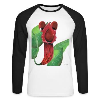 plante manger de la viande drôle enfants cadeau - T-shirt baseball manches longues Homme - blanc/noir - Devant - Nik (191cm)
