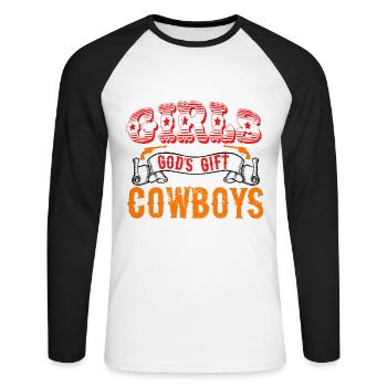 Banjo Country-Musik Rock Musik Country-Rock - Unisex Baseballshirt langarm - Weiß/Schwarz - Vorne - Nik (191cm)