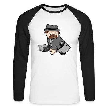 Chien Bulldogge Mops chien policier commissaire cadeau - T-shirt baseball manches longues Homme - blanc/noir - Devant - Nik (191cm)
