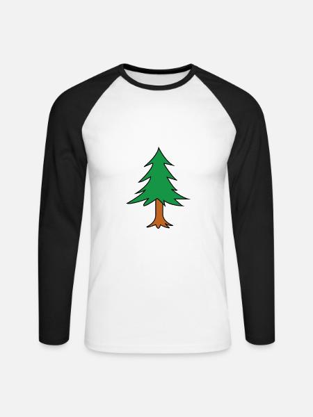 Fir tree træ gran gartner skov skov gave - Langærmet herre-baseballshirt - hvid/sort