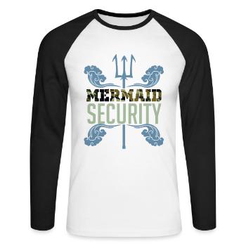 Meerjungfrau Beschützer Security - Unisex Baseballshirt langarm - Weiß/Schwarz - Vorne - Nik (191cm)