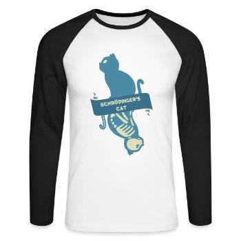 Schroedinger’s Cat I Funny Dead or Alive - T-shirt baseball manches longues Homme - blanc/noir - Devant - Nik (191cm)