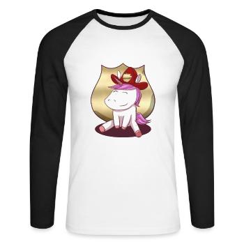 Firefighters Unicorn Firefighter Unicorn - Unisex Long Sleeve Baseball T-Shirt - white/black - Front - Nik (191cm)