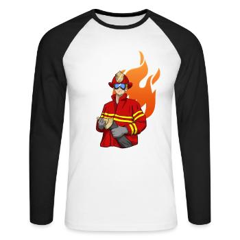 Feuerwehrmann Firefighter - Unisex Baseballshirt langarm - Weiß/Schwarz - Vorne - Nik (191cm)