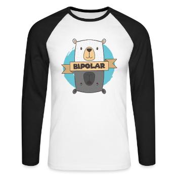 BiPolar Bear I Niedliche psychische Störung Design - Unisex Baseballshirt langarm - Weiß/Schwarz - Vorne - Nik (191cm)