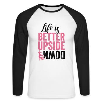 poledance pole dance girl pole dancing Geschenk - Unisex Baseballshirt langarm - Weiß/Schwarz - Vorne - Nik (191cm)