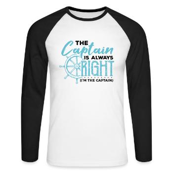 Captain Captain Boat Yacht Anchor Sail Gift - Unisex Long Sleeve Baseball T-Shirt - white/black - Front - Nik (191cm)