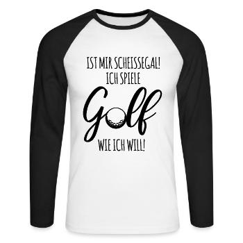 Golfer Golf Golfball Spruch Golfspieler Geschenk - Unisex Baseballshirt langarm - Weiß/Schwarz - Vorne - Nik (191cm)
