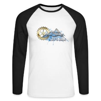 Mountainbike - Unisex Baseballshirt langarm - Weiß/Schwarz - Vorne - Nik (191cm)