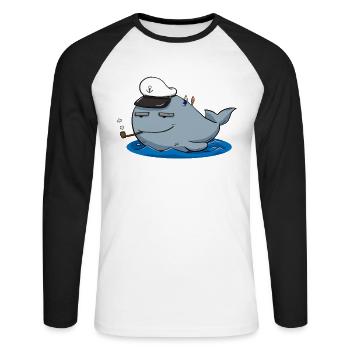 boat - Unisex Long Sleeve Baseball T-Shirt - white/black - Front - Nik (191cm)