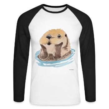 Otter animal marten swimming water gift - Unisex Long Sleeve Baseball T-Shirt - white/black - Front - Nik (191cm)