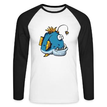 Deep sea fish frogfish gift - Unisex Long Sleeve Baseball T-Shirt - white/black - Front - Nik (191cm)