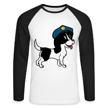Chien police chien chien chien de garde chien de garde animaux de la police - T-shirt baseball manches longues Homme - blanc/noir - Devant - Nik (191cm)