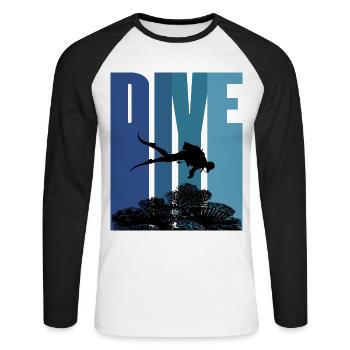Cadeau de récif de corail pour plongeur - T-shirt baseball manches longues Homme - blanc/noir - Devant - Nik (191cm)